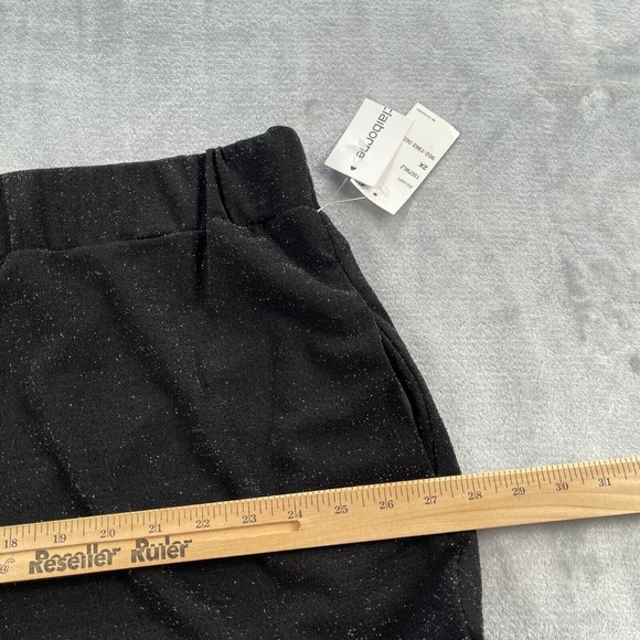 Liz Claiborne Pants Womens 2X Black Metallic Shimmer Cocktail Party Crepe - Picture 11 of 16
